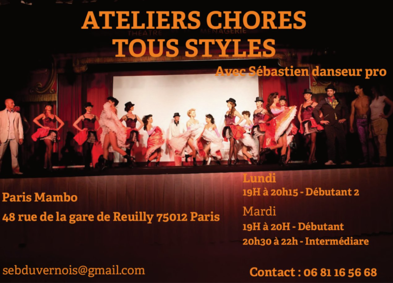 Atelier Chorés répertoire comédies musicales à Paris 12ème - Saison 2023/2024