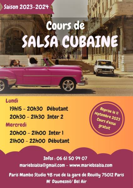 S'inscrire à un cours de salsa cubaine, Bachata et salsa Porto On2 à Paris 12ème - Saison 2023-2024