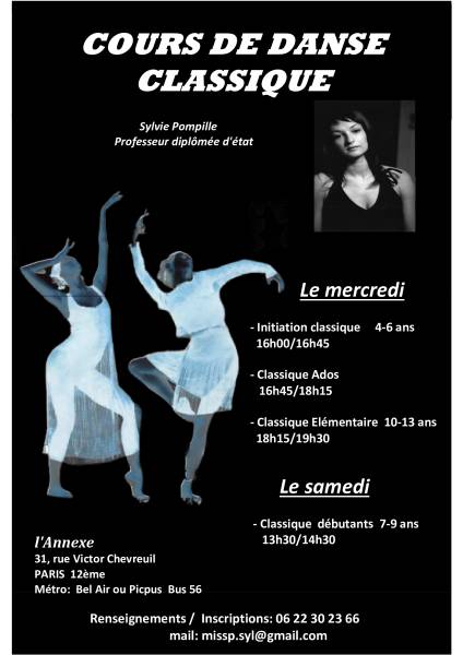 Planning L'Annexe : espace danse forme et bien être 29 rue Victor Chevreuil 75012 Paris saison 2025/2026