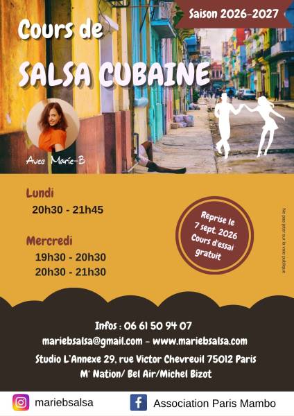 S'inscrire à un cours de salsa cubaine, Bachata et salsa Porto On2 à Paris 12ème - Saison 2024-2025